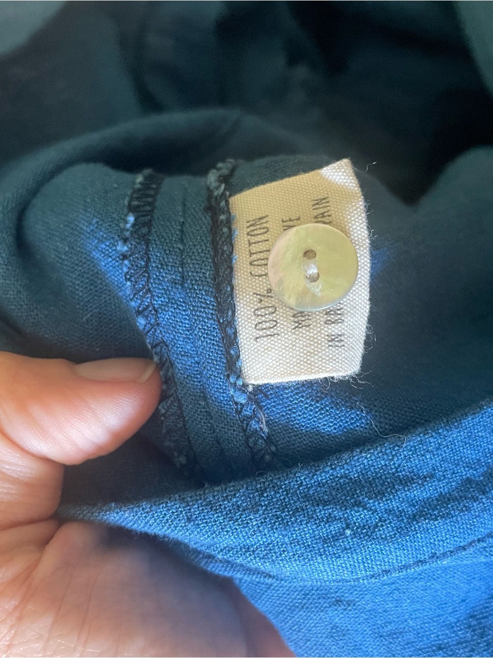 Heinui Blue Natural Cotton Jumpsuit with tie waist - Picture 5 of 5